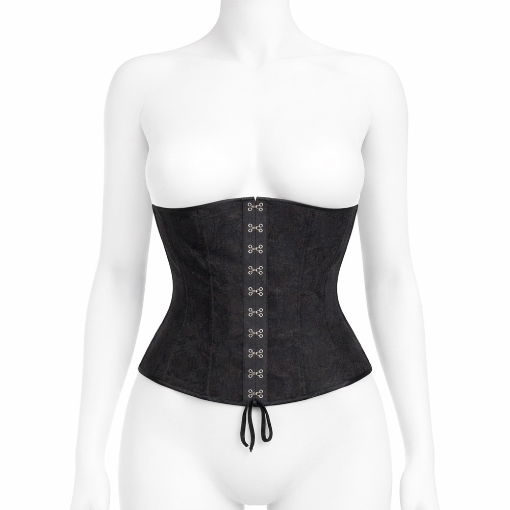 Royal Bones by Daang Black Lace Under Bust Corset Sizeโ XXL Hook Eye Front